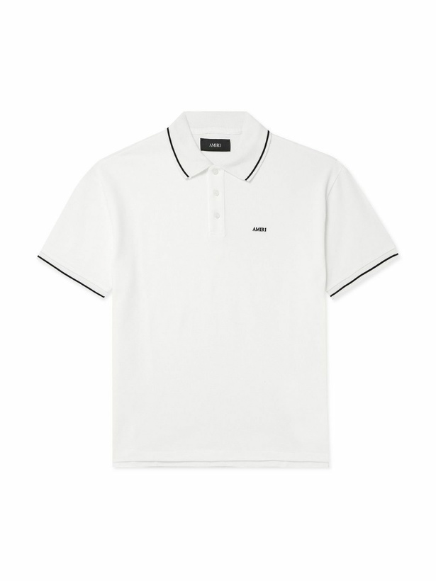 Photo: AMIRI - Logo-Embroidered Cotton-Piqué Polo Shirt - White