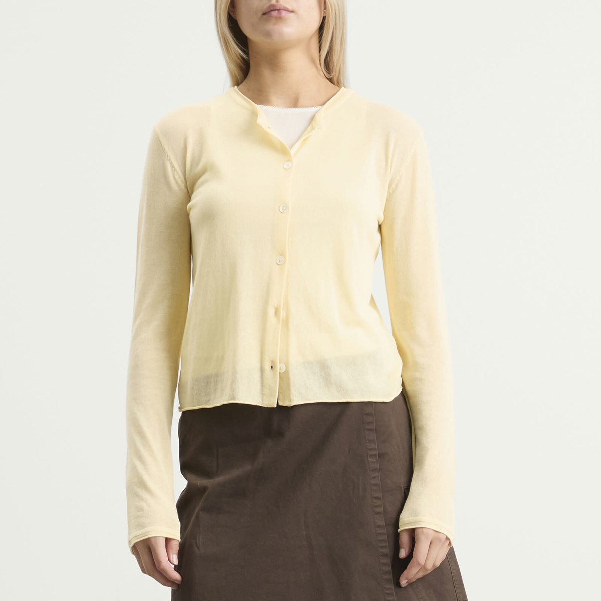 DUNST Women's Cardigan in Soft Yellow