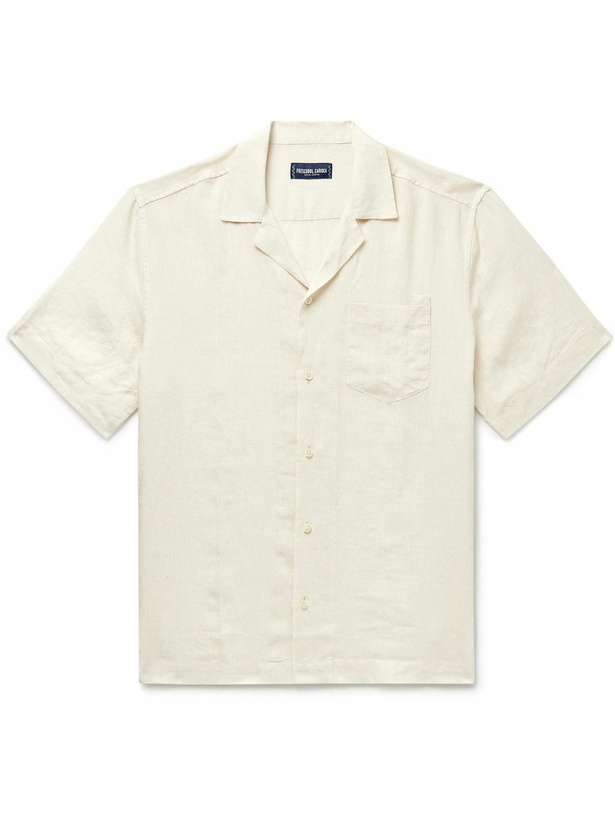 Photo: Frescobol Carioca - Angelo Camp-Collar Linen Shirt - Neutrals