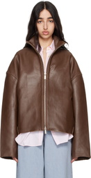 REMAIN Birger Christensen Brown Bonded Leather Jacket