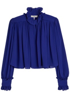 Chloe Ruffled Silk Blouse Indigo