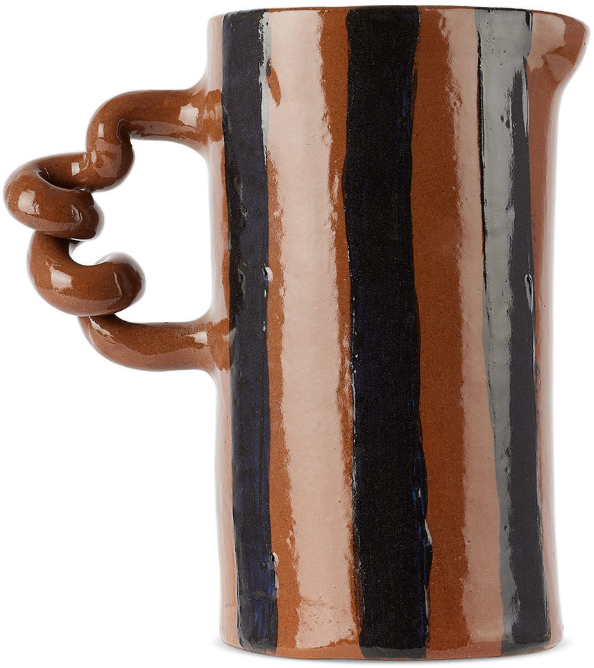 Harlie Brown Studio Brown & Green Stripe Delights Wiggle Jug
