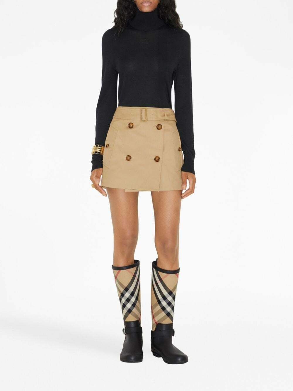 ミニスカート Burberry SS24 Dark brow cotton mini skirt (8065112 A1276) BURBERRY - Cotton Mini Skirt Burberry