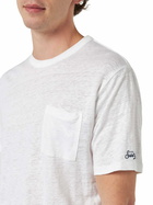 MC2 Saint Barth Man Off-white Linen Jersey T-shirt Ecstasea With Pocket