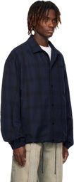Juun.J Navy Core Check Overshirt