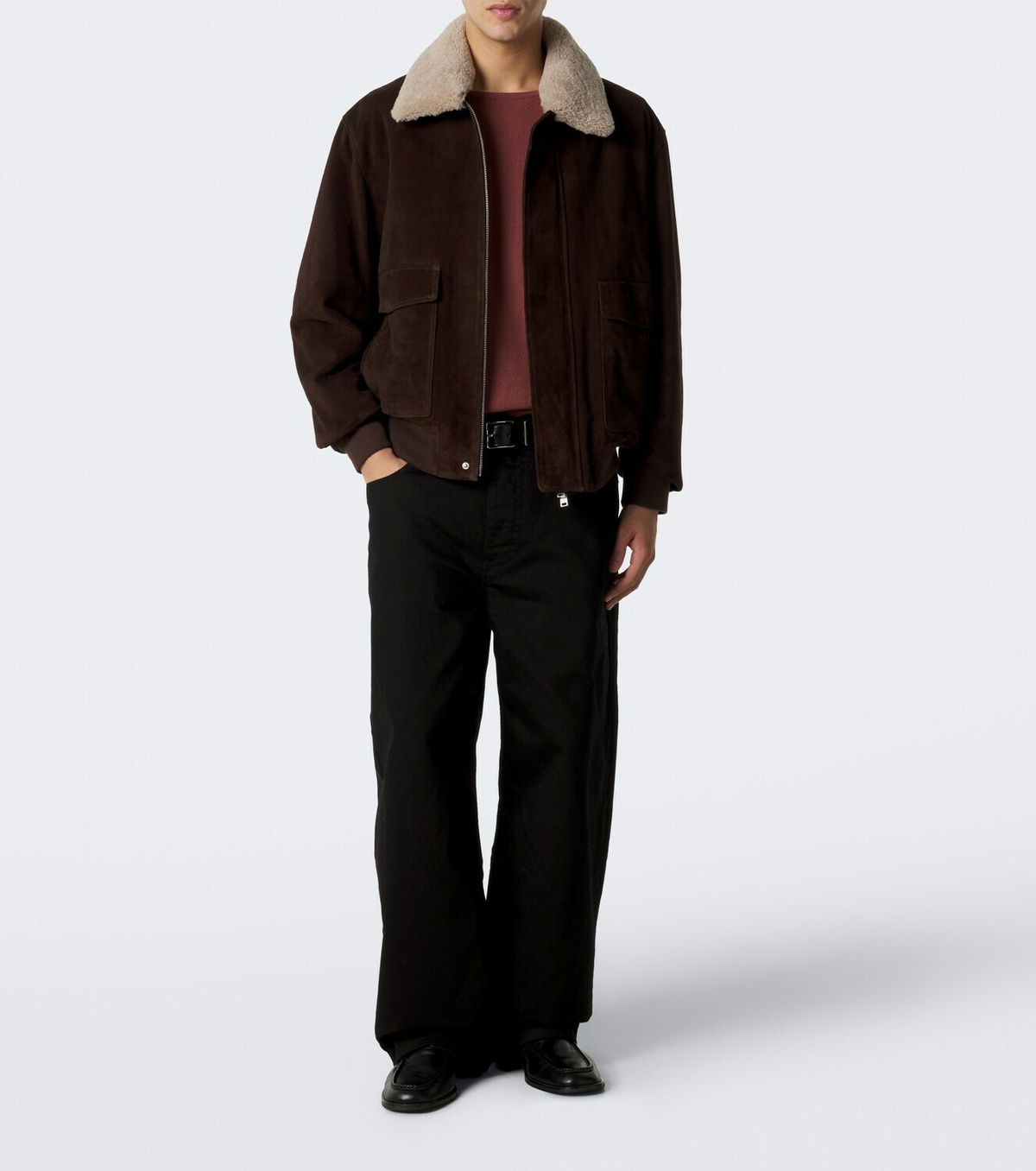 Arma Bari shearling-trimmed suede blouson jacket