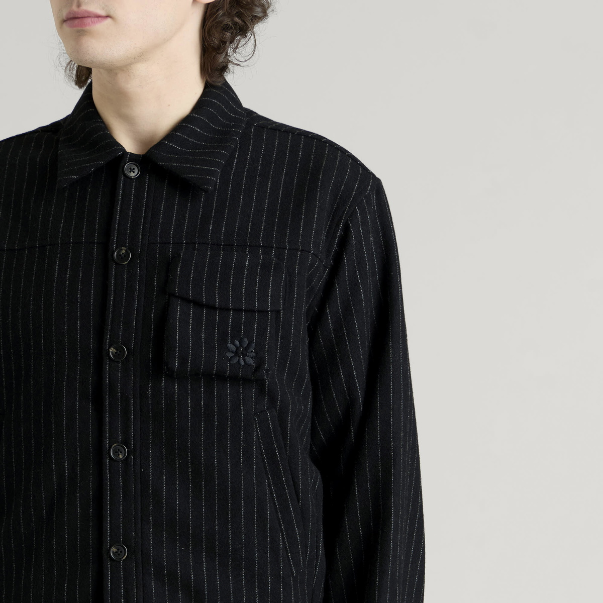 Gander Men's Peninne Shirt in Black Pinstripe