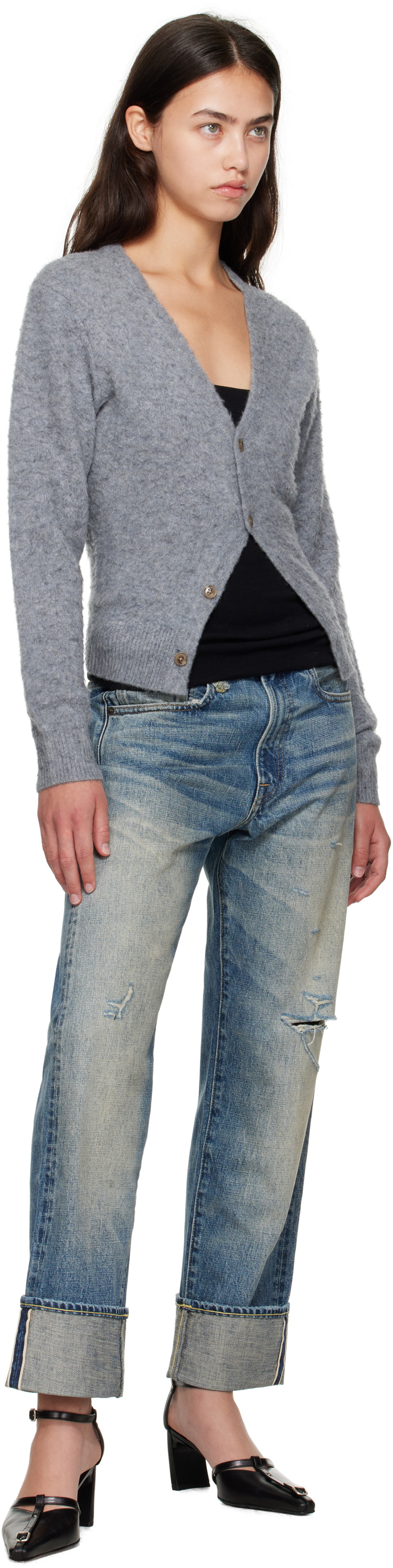 R13 Gray Split Hem Cardigan