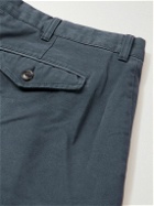Baracuta - Straight-Leg Pleated Cotton-Gabardine Shorts - Blue