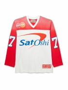 Satoshi Nakamoto - Bank of Satoshi Panelled Logo-Print Cotton-Jersey T-Shirt - Red