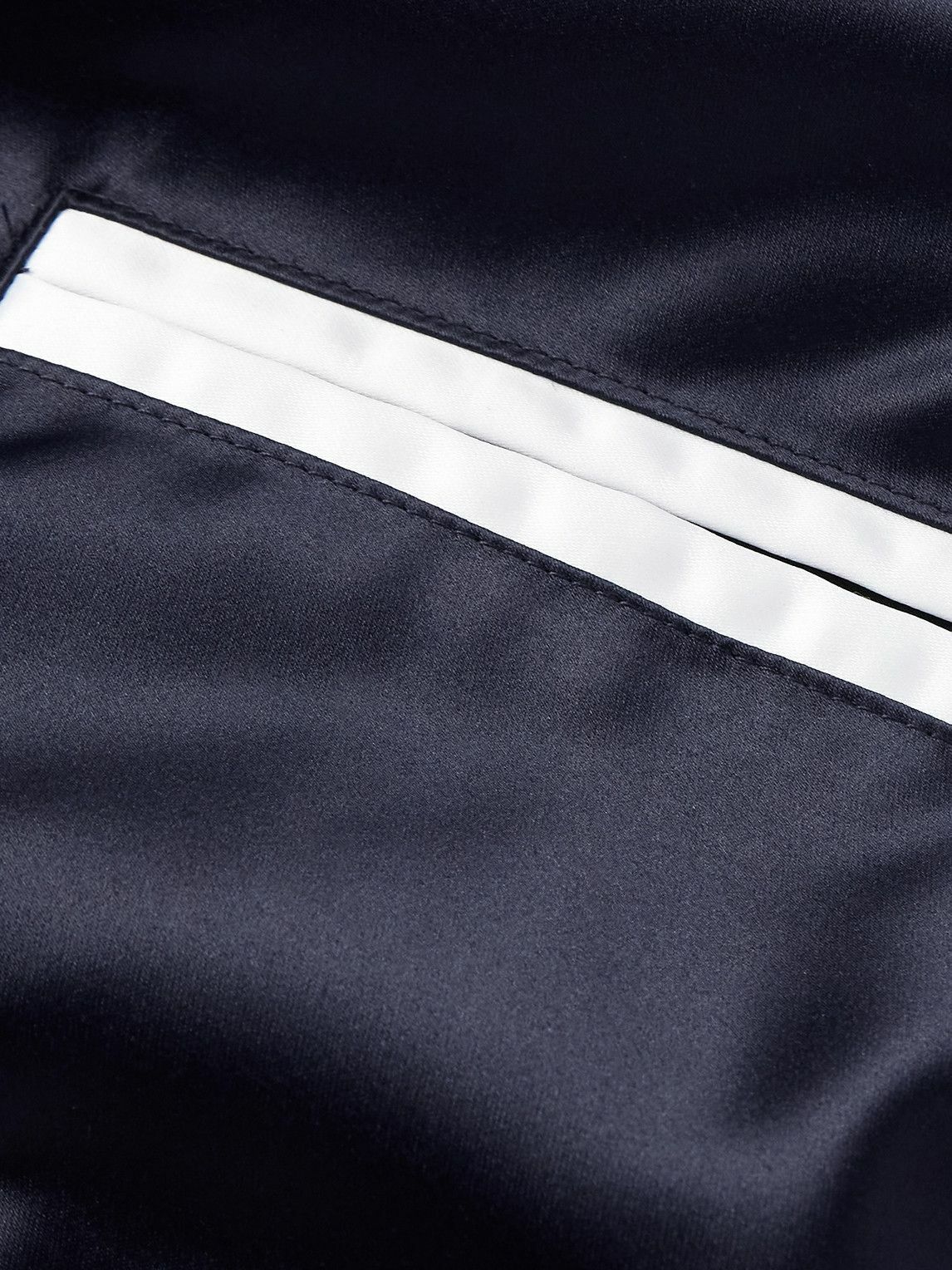 Greg Lauren - Slim-Fit Denim-Trimmed Satin Varsity Jacket - Blue
