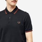 Fred Perry Men's Twin Tipped Polo Shirt in Black/Whisky Brown