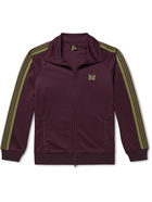 Needles - Logo-Embroidered Webbing-Trimmed Tech-Jersey Track Jacket - Burgundy