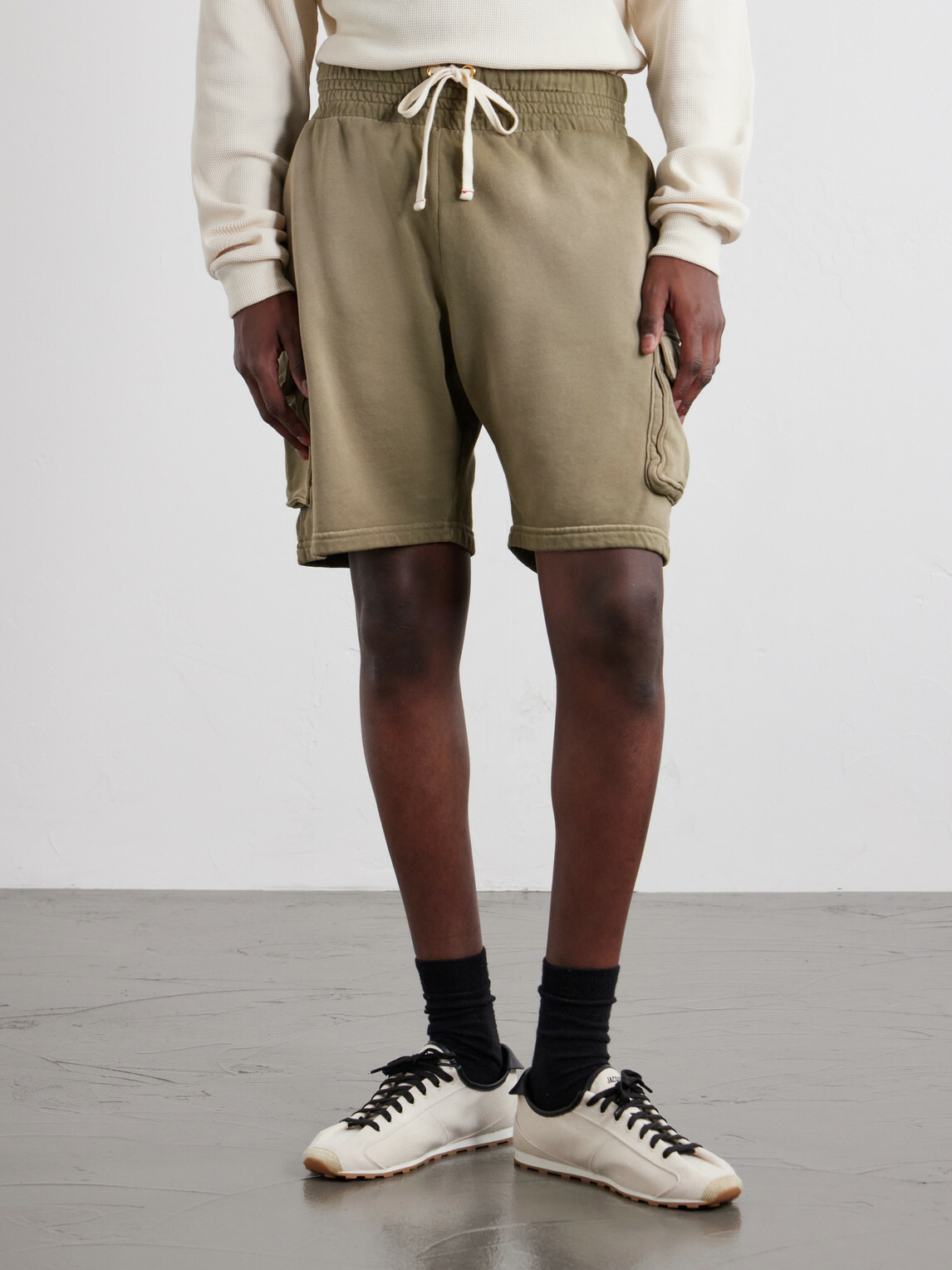 Les Tien - Yacht Straight-Leg Cotton-Jersey Cargo Shorts - Green