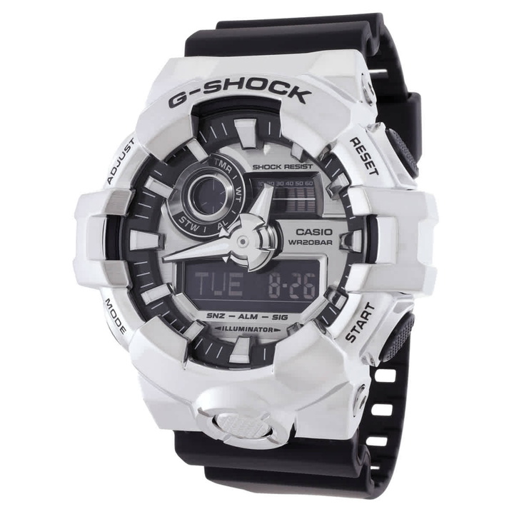 Photo: Casio G-Shock Alarm World Time Quartz Analog-Digital Silver Dial Watch GM-700-1ADR