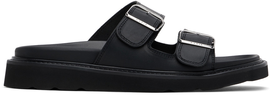 サンダル KENZO Men Sandals Black FD55MU090F51 99 Kenzo Black & Blue Kenzoyama Leather Sandals Kenzo