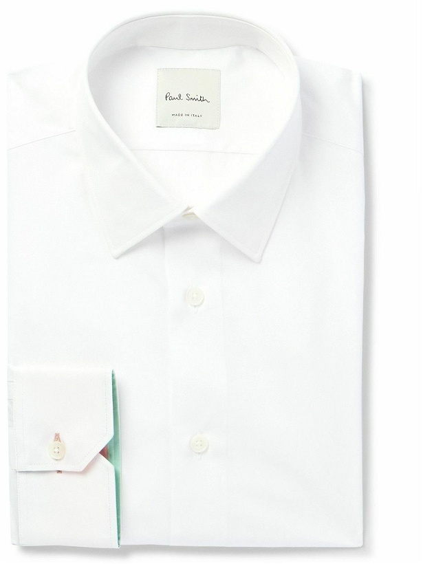 Photo: Paul Smith - Slim-Fit Cutaway-Collar Cotton-Poplin Shirt - White