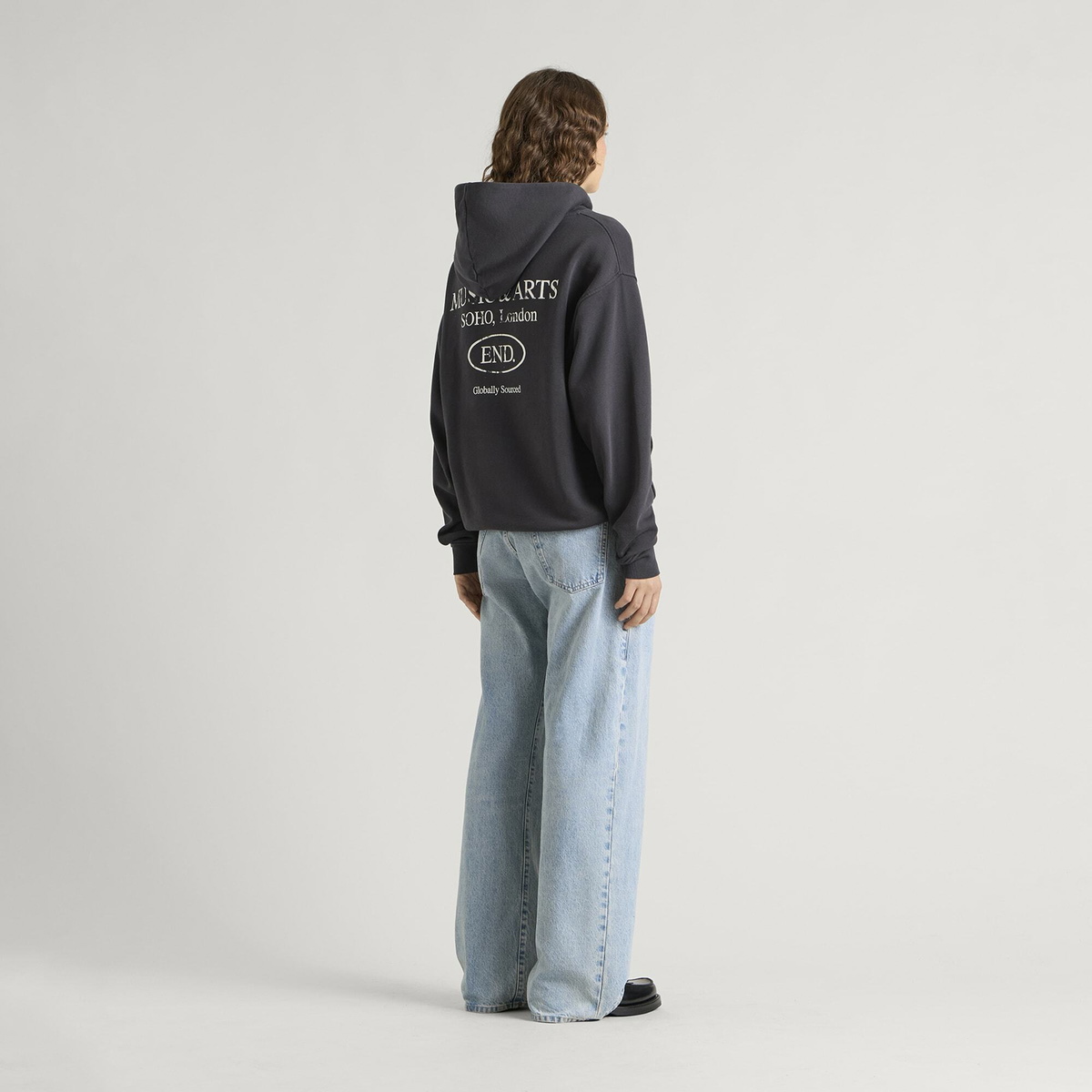 END. Worn Established Hoodie in Cinder Black