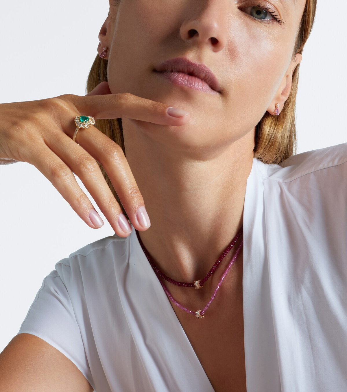 Suzanne Kalan Infinite 18kt rose gold beaded necklace with spinels and diamonds
