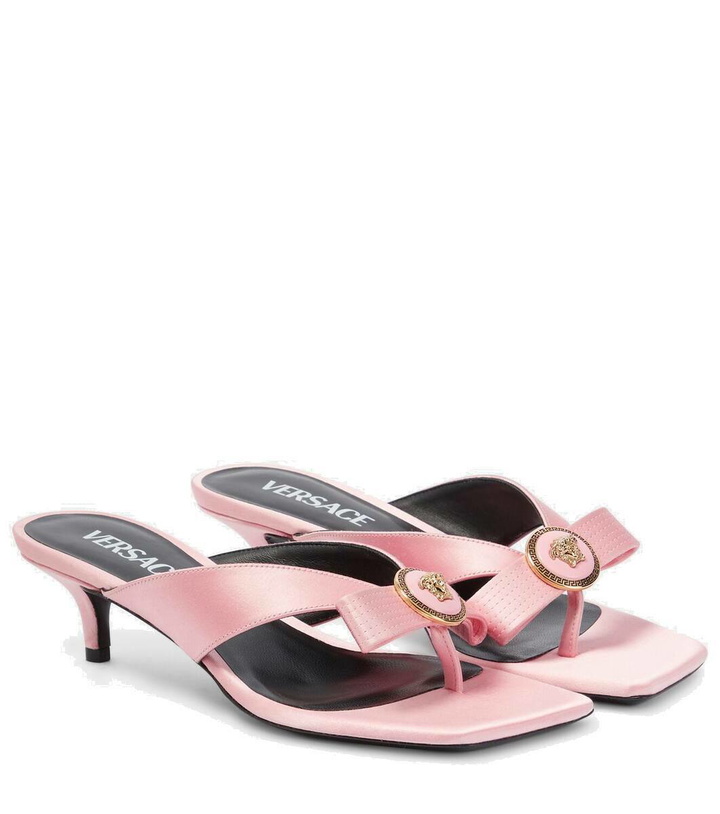 Photo: Versace Medusa satin thong sandals