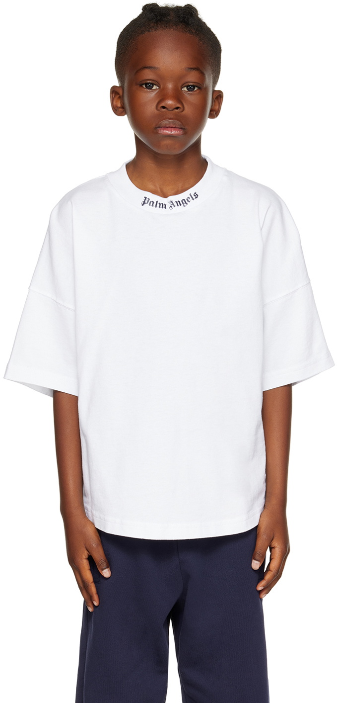 Palm Angels Kids White Printed T-Shirt Palm Angels