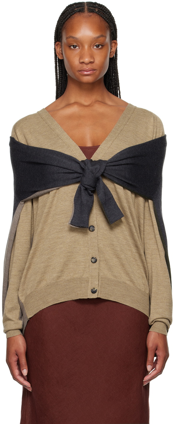 Moschino Beige & Gray Layered Cardigan