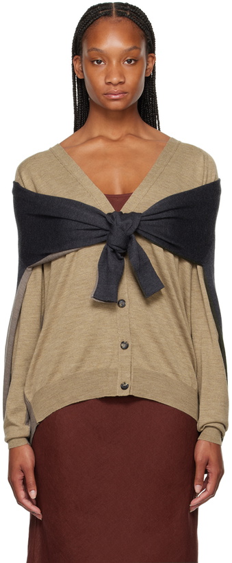 Photo: Moschino Beige & Gray Layered Cardigan