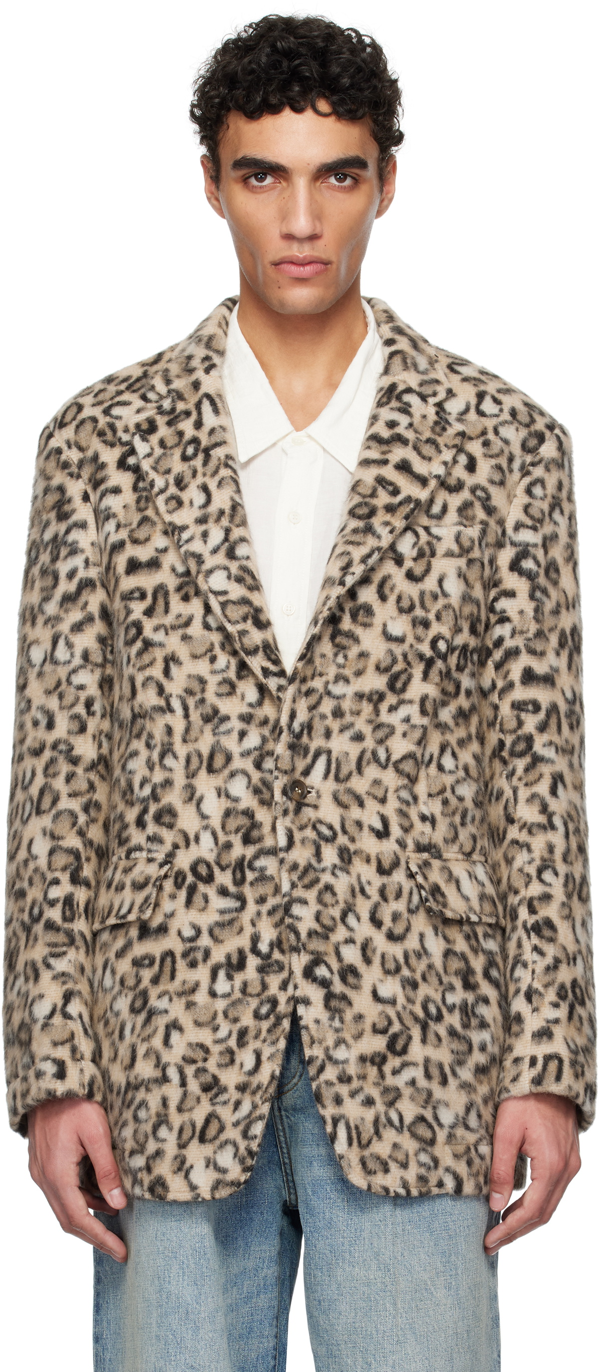 R13 Brown Oversized Ragged Blazer