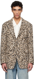 R13 Brown Oversized Ragged Blazer