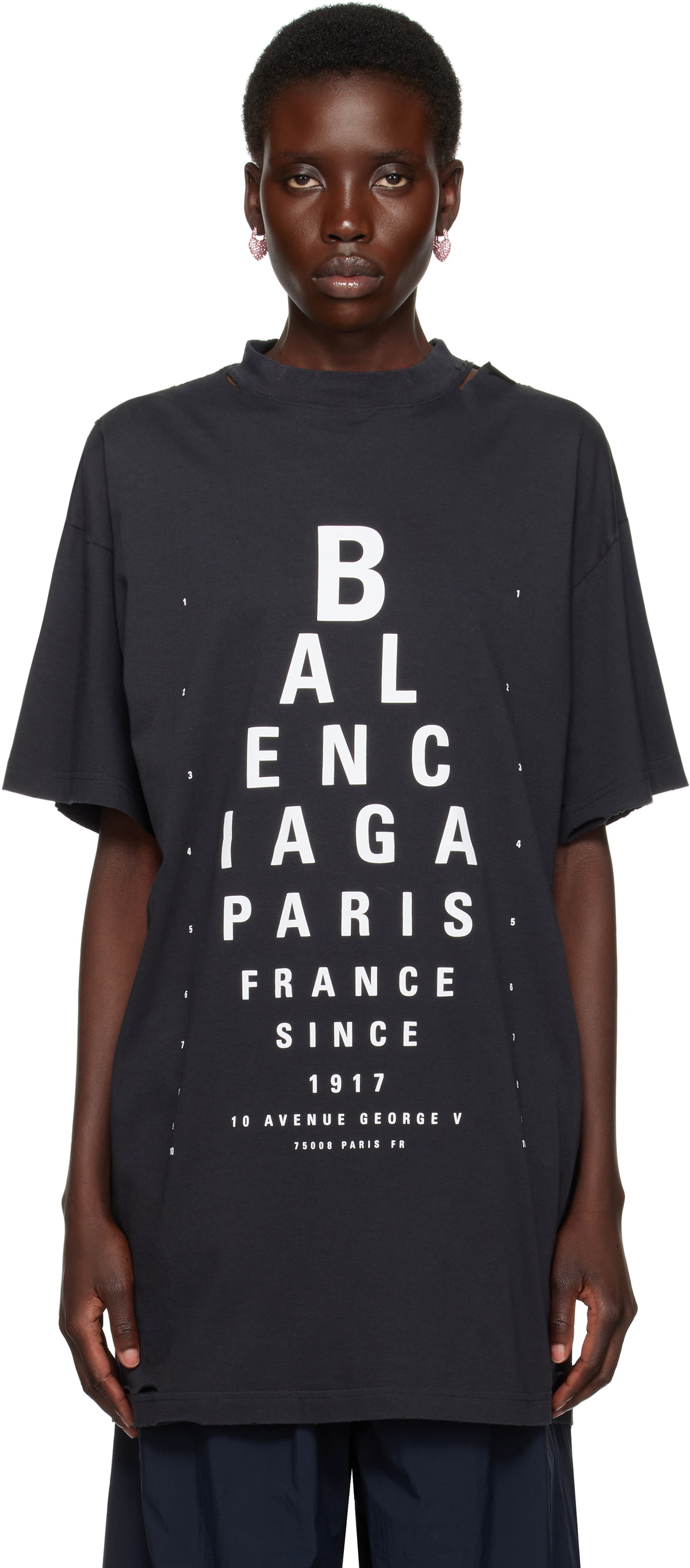 Balenciaga Black Oversized Rainbow BB T-Shirt Balenciaga