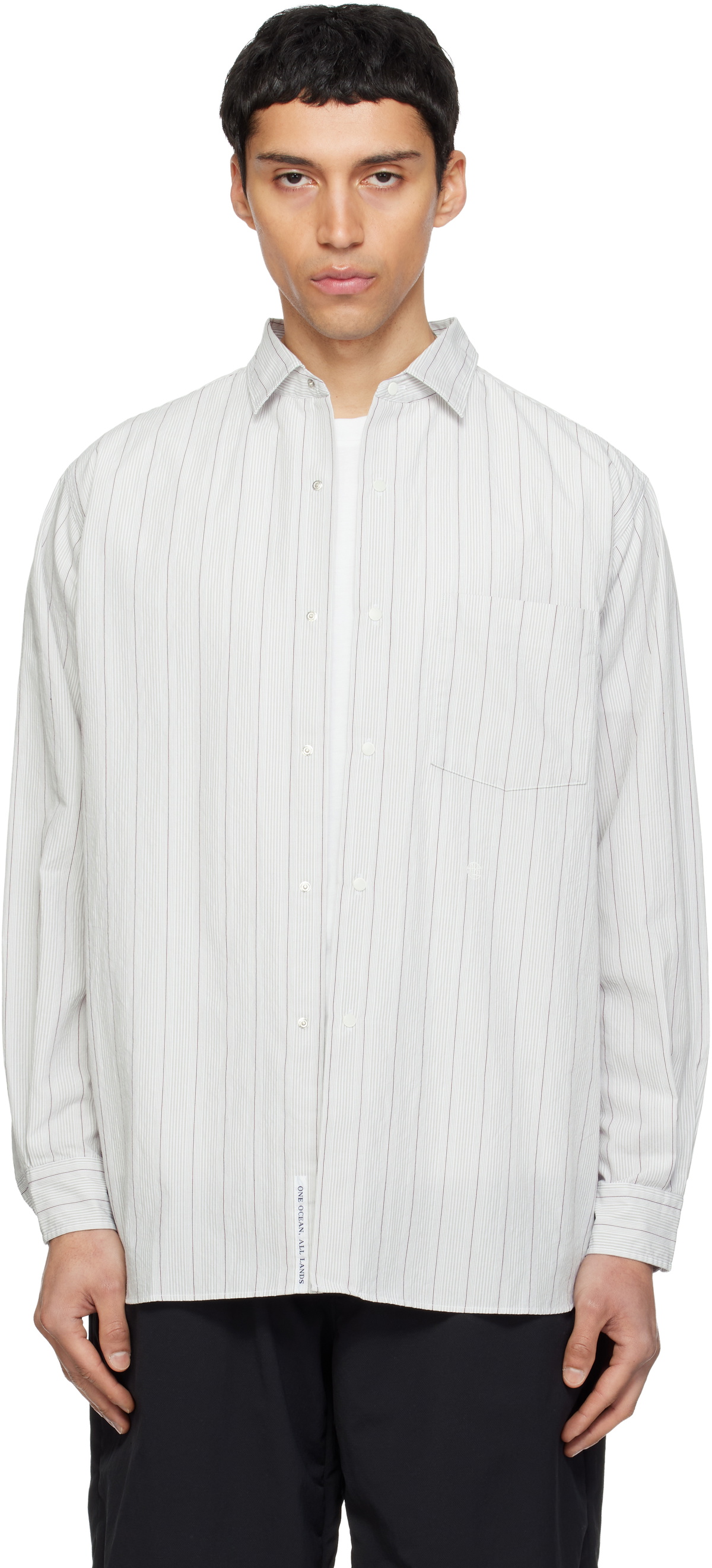 ナナミカ　Regular Collar Stripe Wind Shirt gray-regular-collar-stripe-