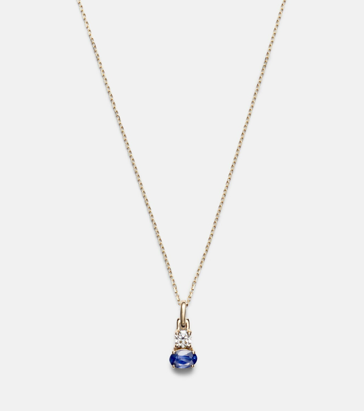 Stone and Strand Full Volume 14kt gold (585/1000) necklace with sapphire and diamond