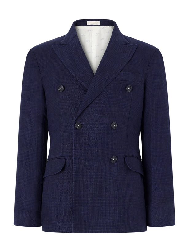 Photo: Massimo Alba - Brando Double-Breasted Linen Blazer - Blue