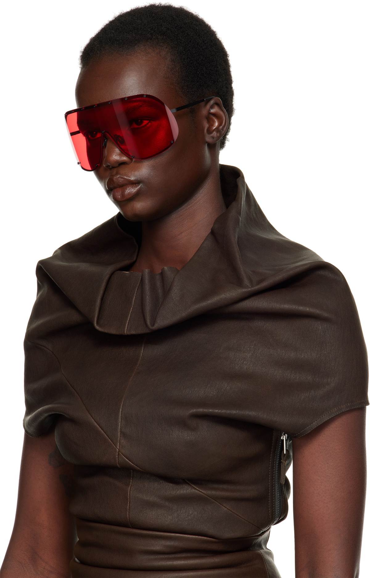 Rick Owens Shielded Sunglasses in Red Rick Owens Mask Shield sunglasses Timeless sunglasses from  main image 4