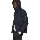 Stone Island Navy Down Hooded Puffer Jacket