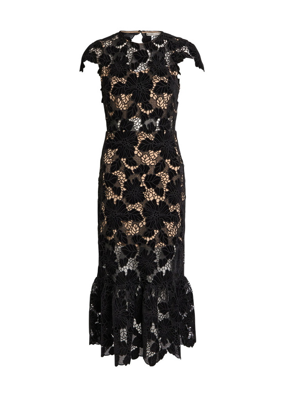 Photo: Alice + Olivia Clover Cutwork Lace Midi Dress Black