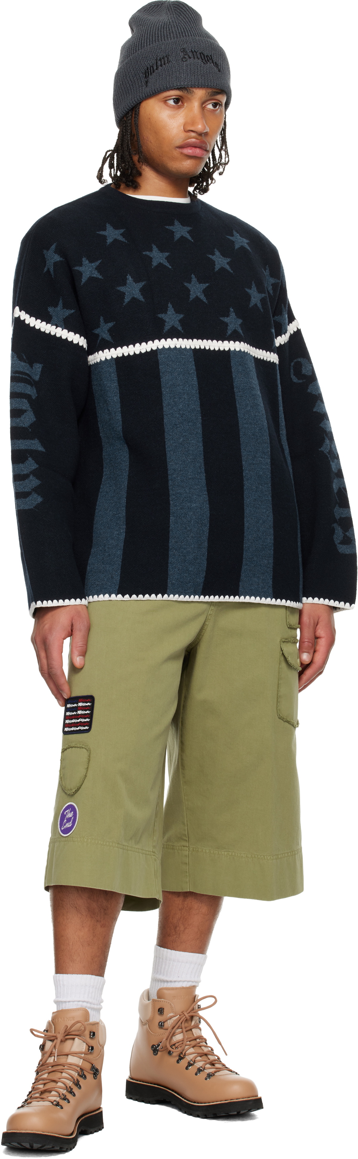 Palm Angels Khaki Military Patch Bermuda Shorts
