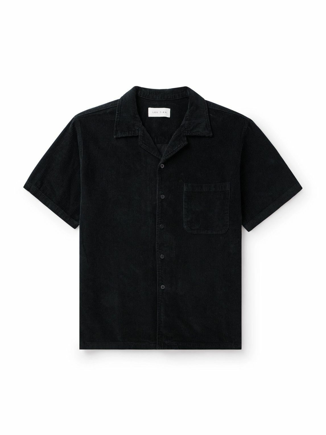 Photo: Les Tien - Camp-Collar Cotton-Corduroy Shirt - Black