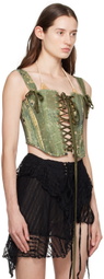 Raga Malak Green Printed Denim Corset