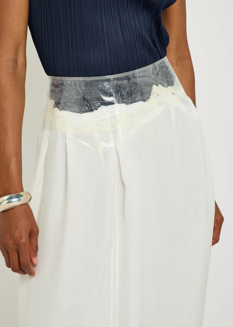 Maison Margiela Sellotape-effect Silk Midi Skirt Ivory