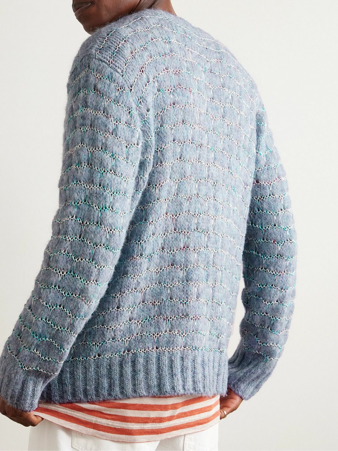 Corridor - Raga Space-Dyed Open-Knit Alpaca-Blend Cardigan - Blue
