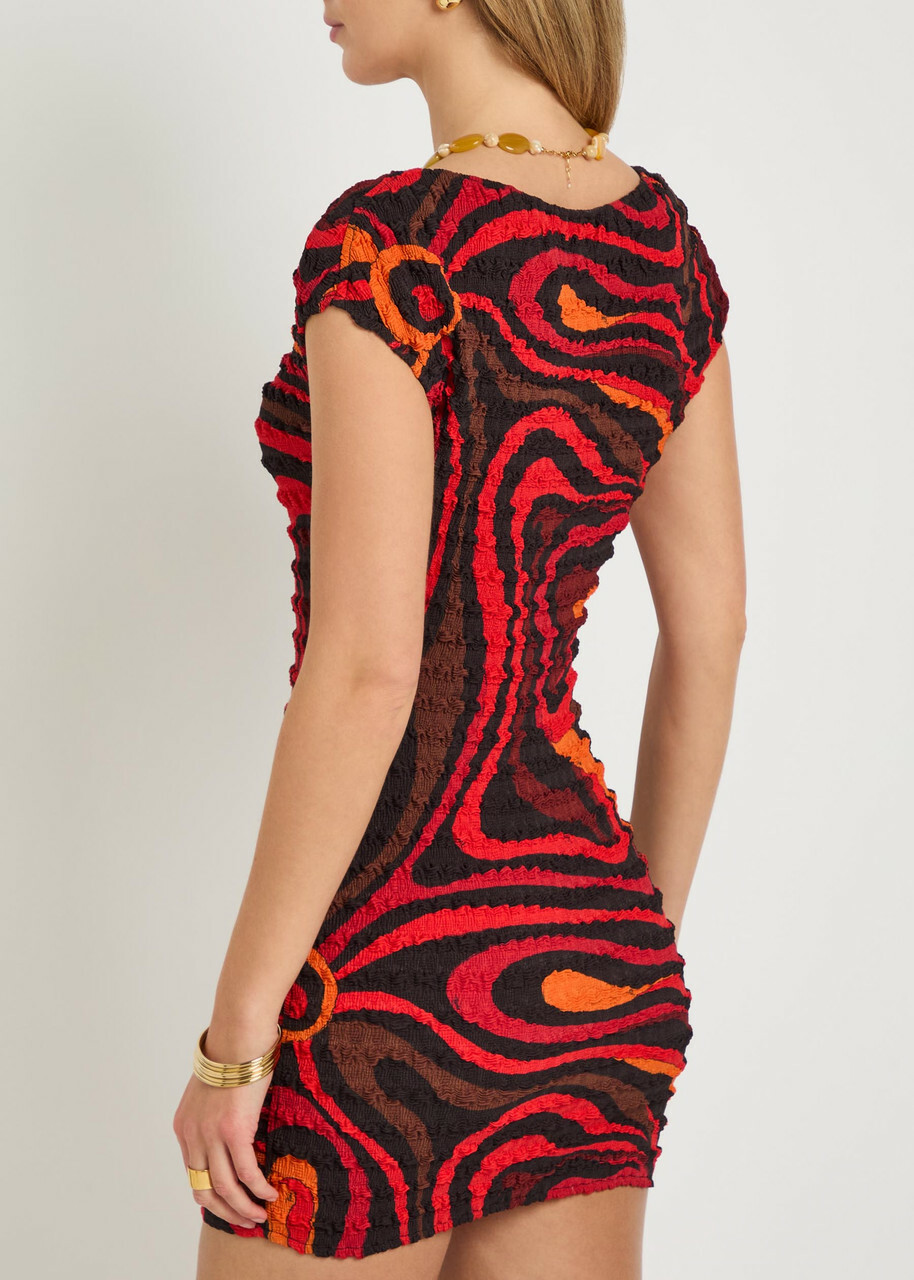Pucci Printed Seersucker Mini Dress Orange