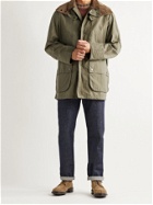 BARBOUR GOLD STANDARD - Beaufort Corduroy-Trimmed Cotton-Ripstop Hooded Jacket - Green - S
