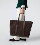 Tom Ford Leather-trimmed suede tote bag