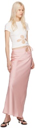 Olēnich Pink Floral Cutout Maxi Skirt