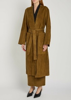 Nour Hammour Ruelle Belted Suede Coat Dark Brown