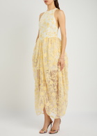Rotate Birger Christensen Floral-embellished Tulle Midi Dress Yellow