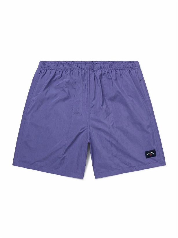 Photo: Noah - Straight-Leg Mid-Length Logo-Appliquéd Swim Shorts - Purple