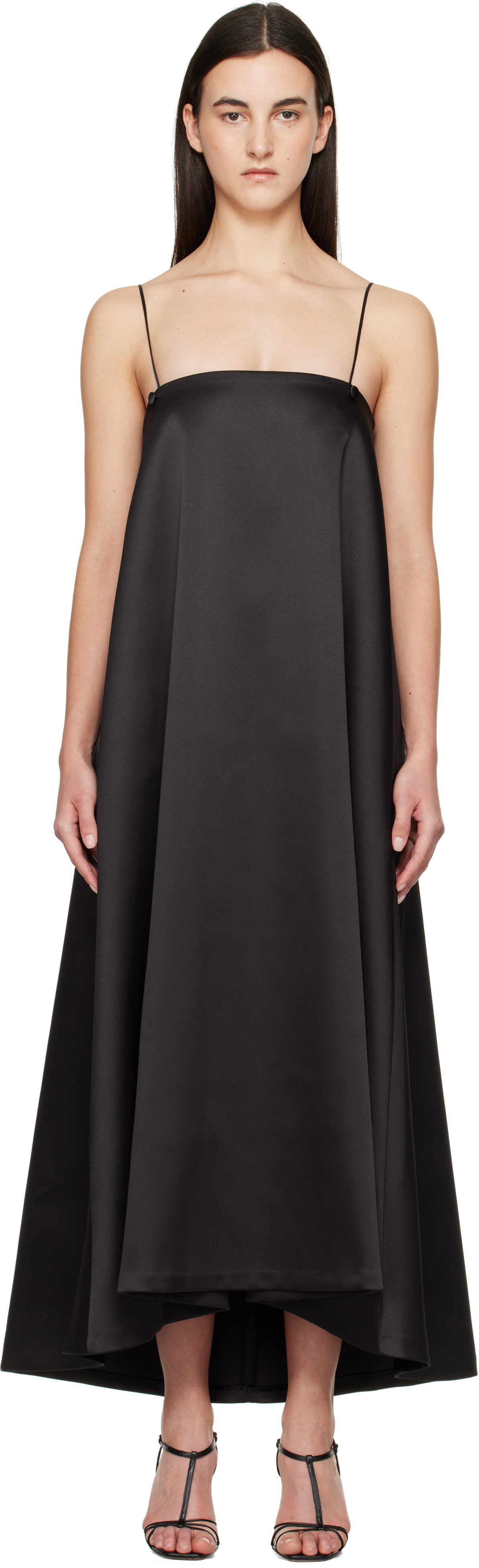 green emerald velvet dress Black Satin Maxi Dress