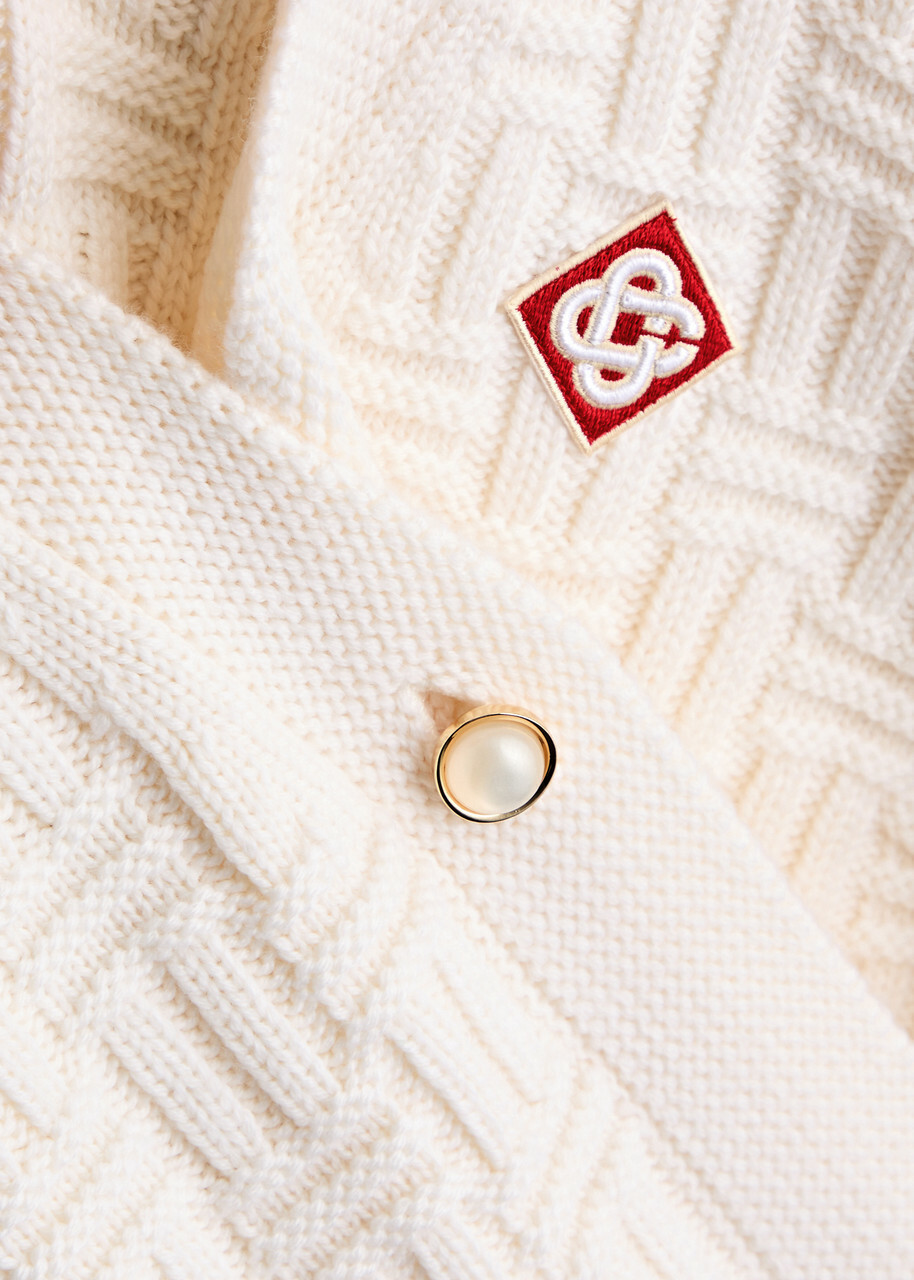 Casablanca Logo Wool-blend Cardigan White